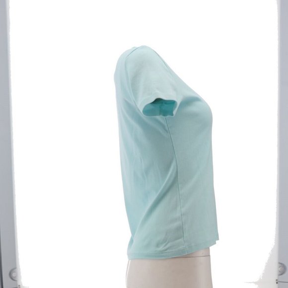 NWT LANDS' END PETITE SHORT SLEEVE SHAPED 1X1 RIB CREW TEE‎ SUNWASHED BLUE PS - Picture 2 of 7